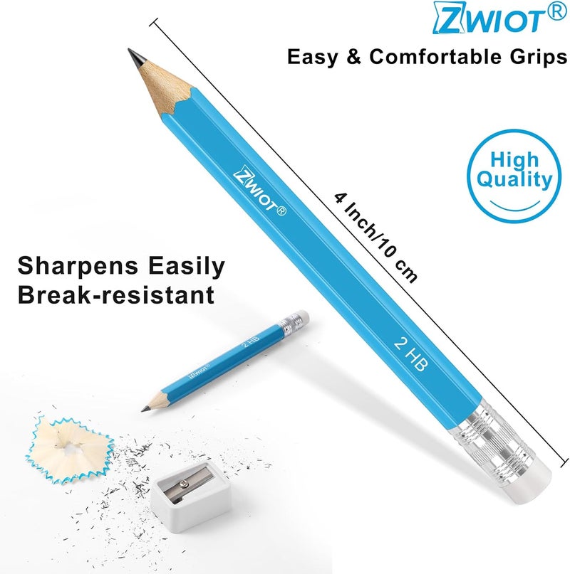 ZWIOT ZWlOT Golf Pencils with Eraser, #2 HB Half,4" Mini,Pre-Sharpened,120/200/320 Count Pencils Wood Cased Short for Classroom, Office, School, Wedding and Party Game - Image 2